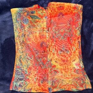 rainbow tie dye mesh top